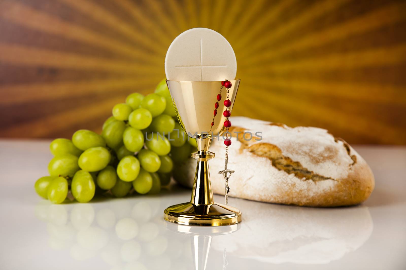 Eucharist symbol of bread and wine, chalice and host, First comm by JanPietruszka