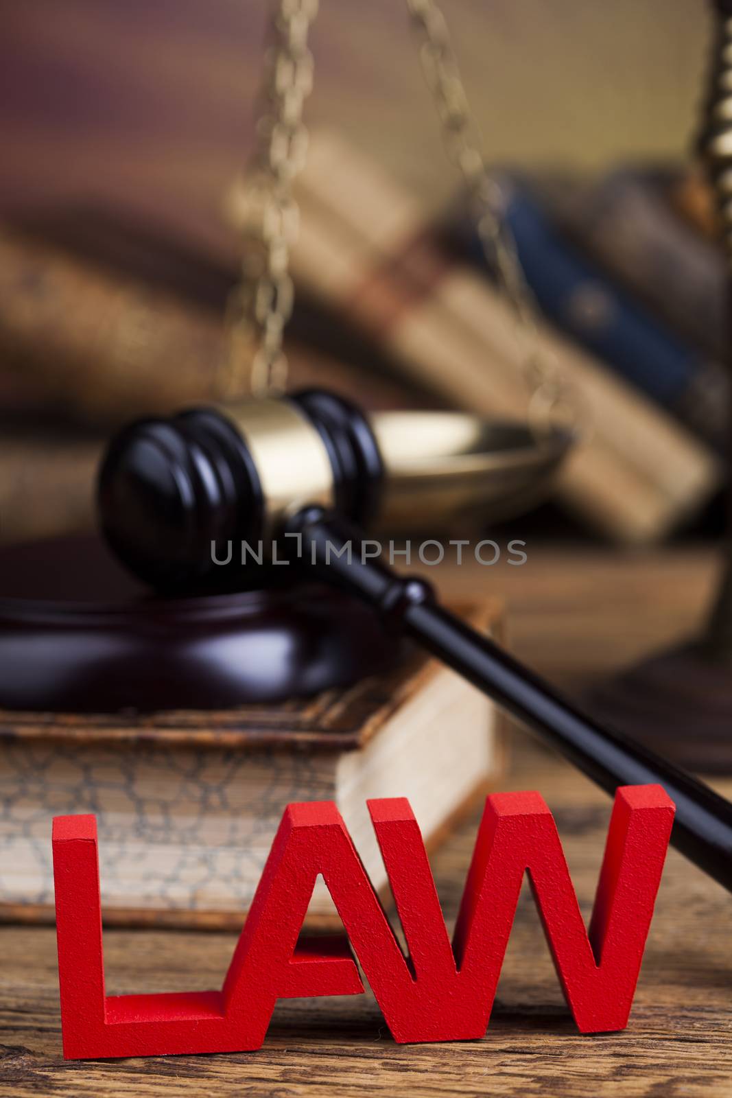 Law wooden gavel barrister, justice concept, legal system concep by JanPietruszka