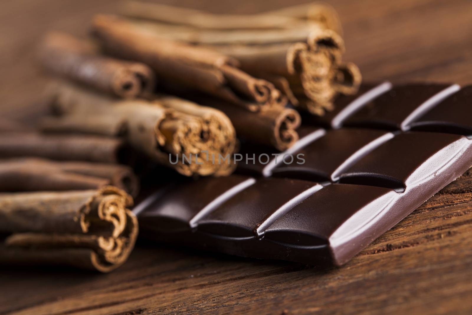 Cinnamon, Dark chocolate with candy sweet by JanPietruszka