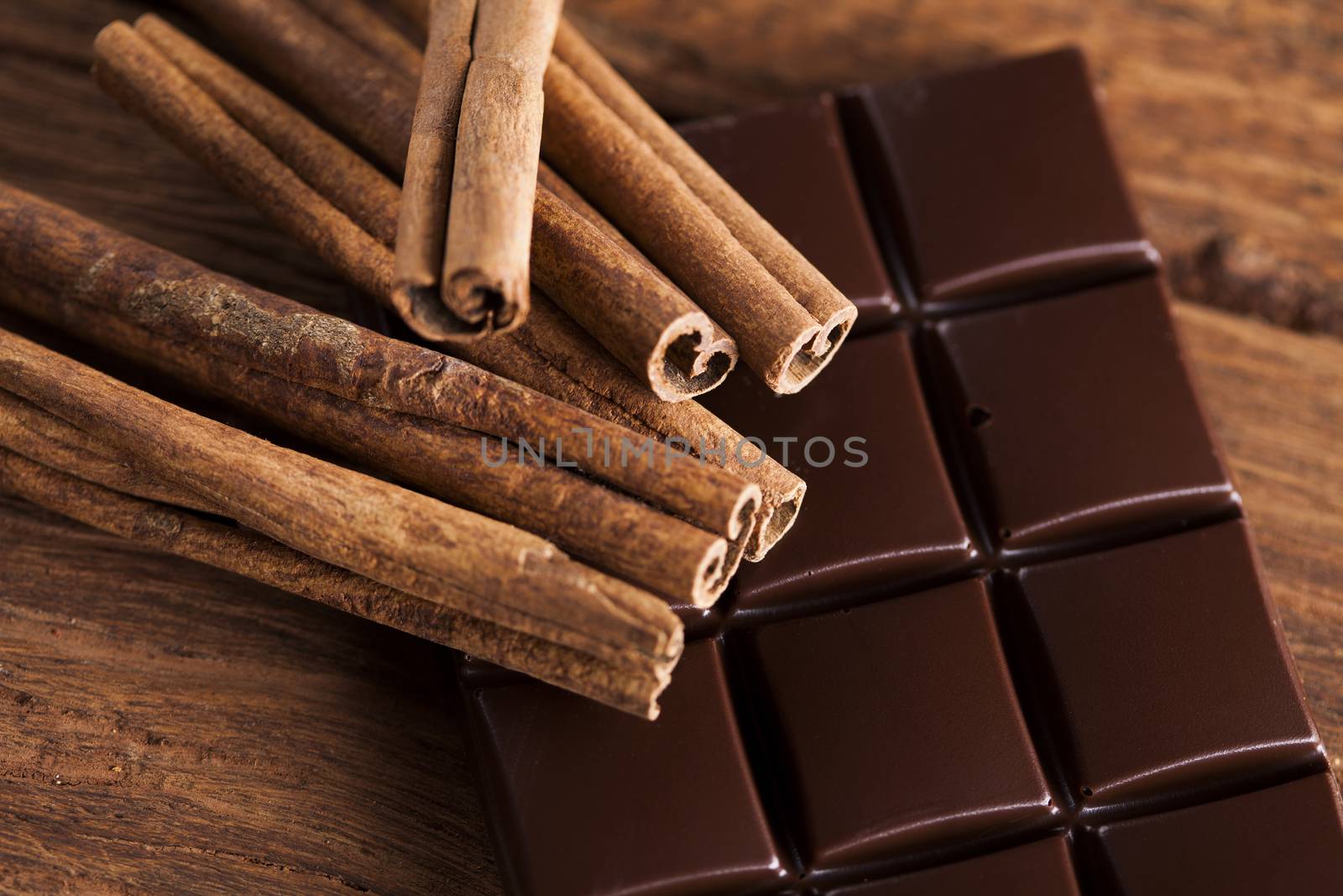 Cinnamon, Dark chocolate with candy sweet by JanPietruszka