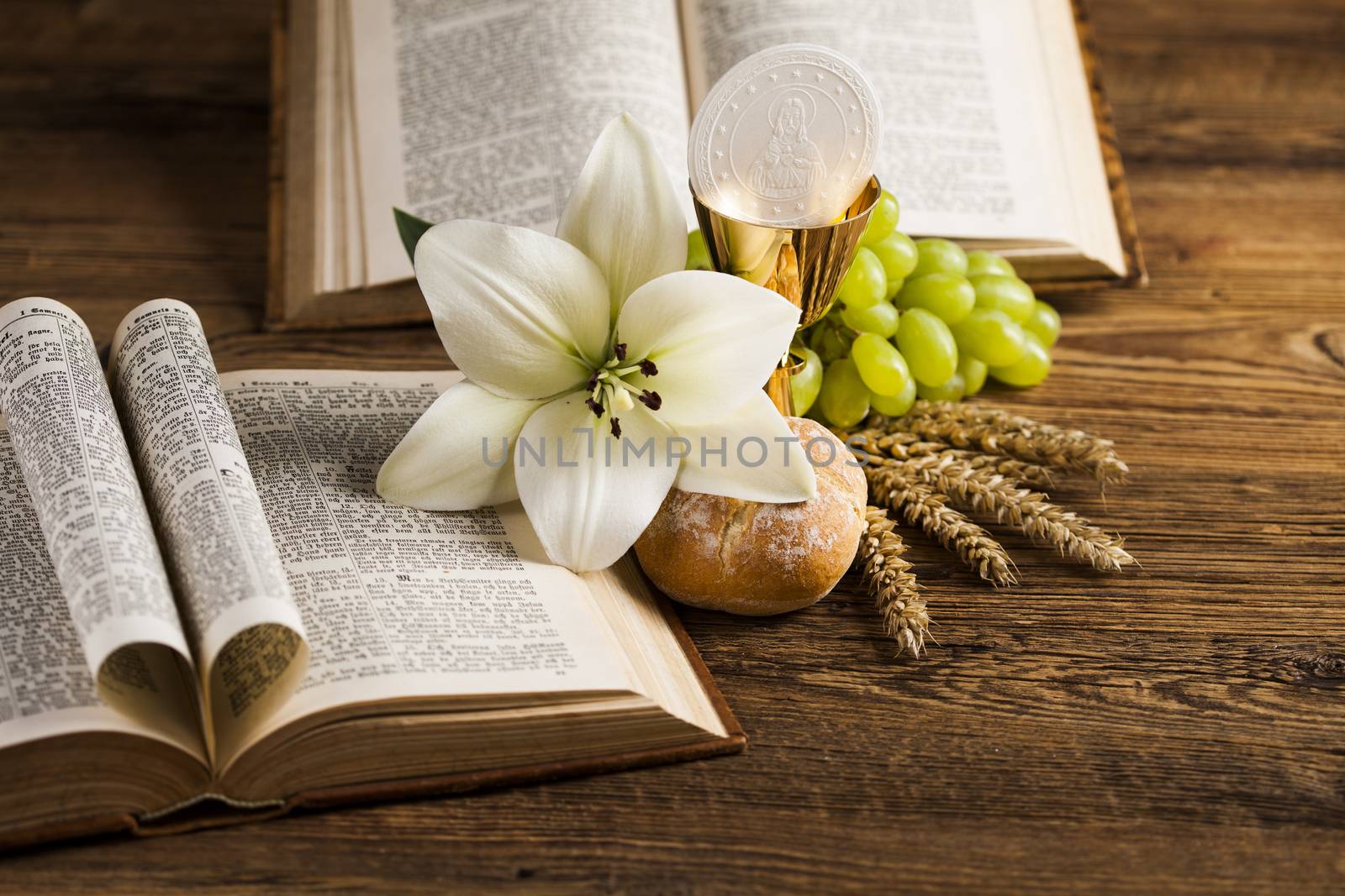 Holy Communion Bread, Wine for christianity religion