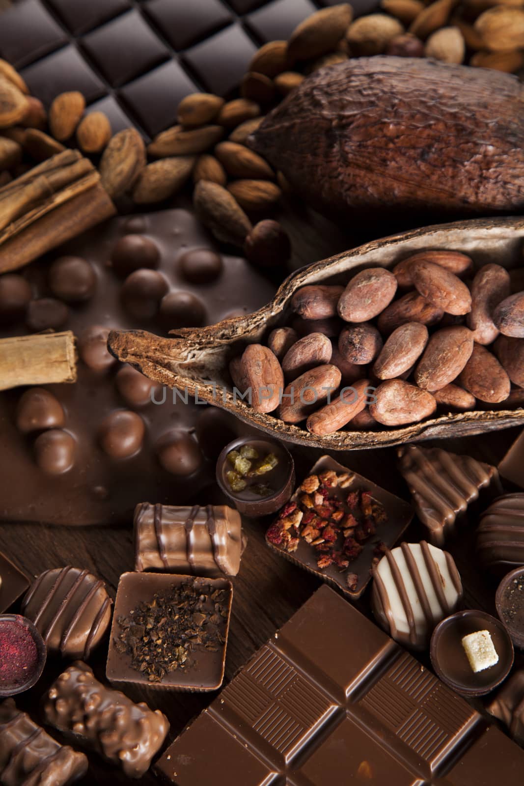 Cinnamon, Dark chocolate with milk and candy sweet by JanPietruszka