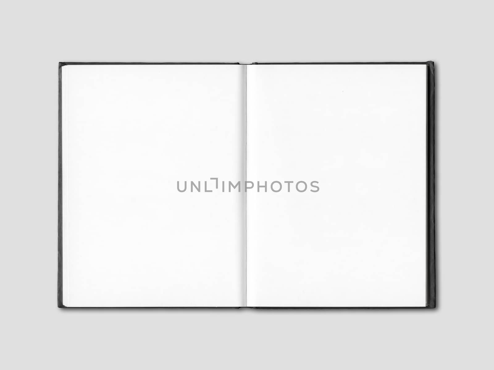Blank open notebook mockup isolated on grey