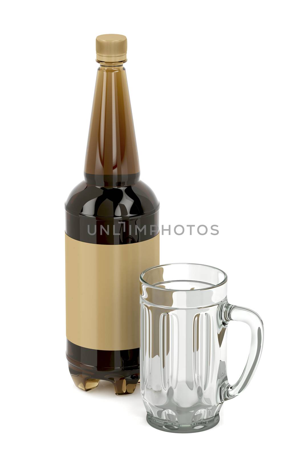 Empty mug and beer bottle by magraphics