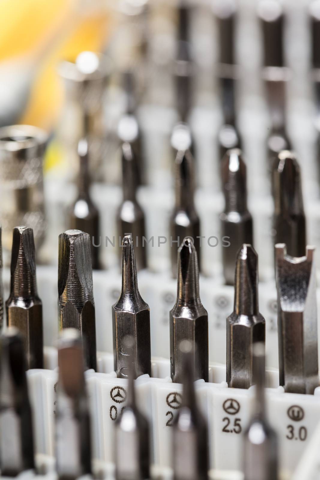 set of screwdrivers in the package close-up