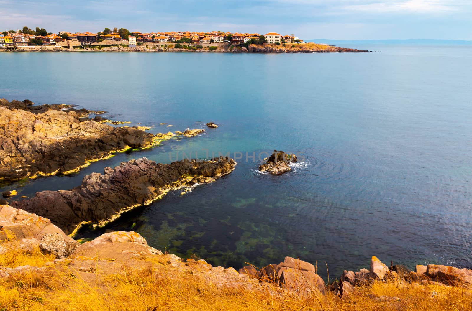 rocky cliffs of Sozopol over the Black sea by Pellinni