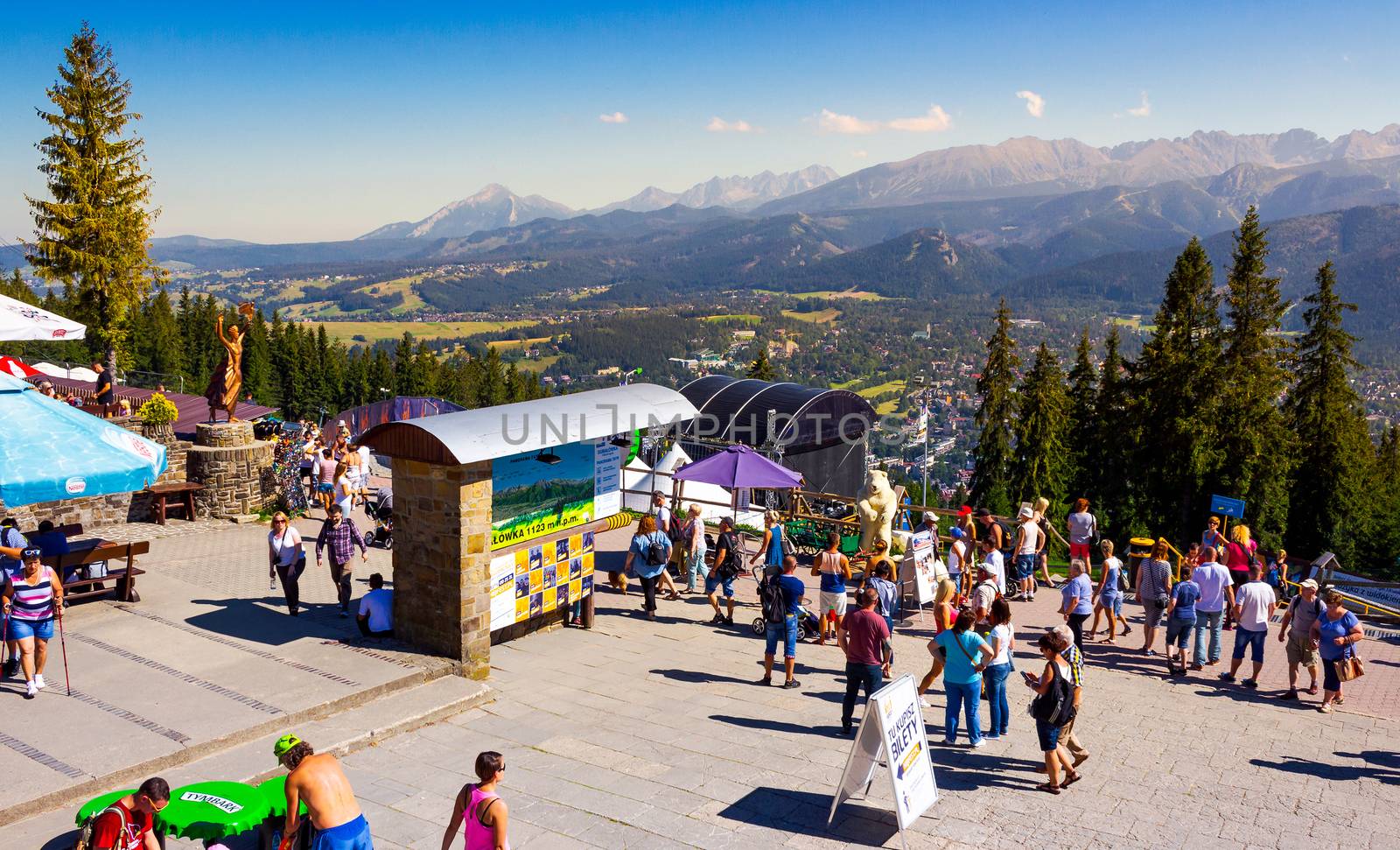 Zakopane, Poland: AUG 27, 2016: beautiful view from Gubalowka Park. High Tatra mountains in the distance