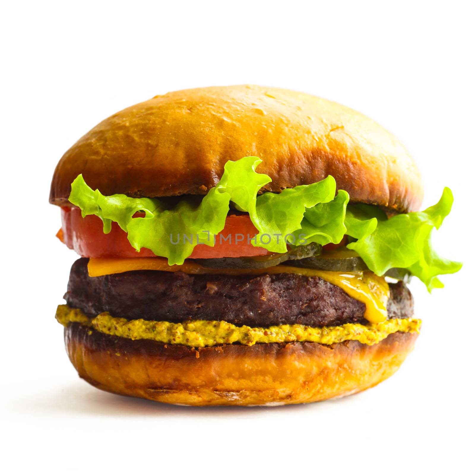 Big fresh tasty burger isolated on white background