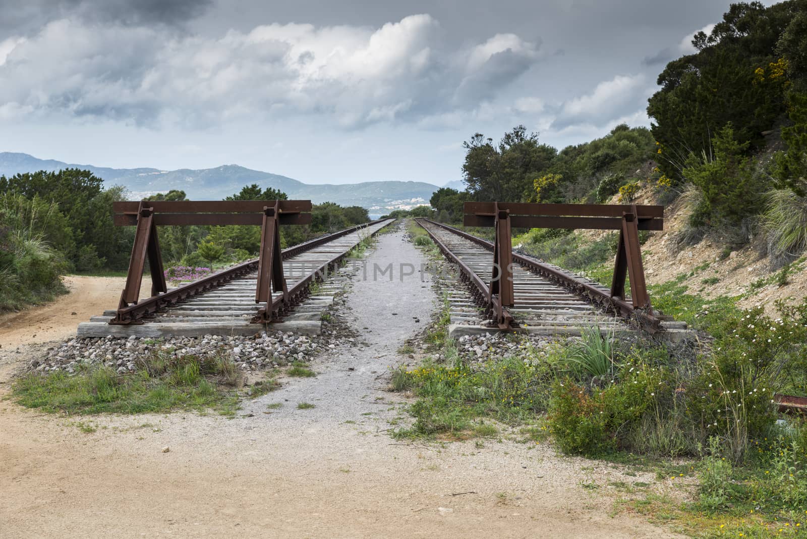 buffer at the end of the railraod from olbia to golfo aranchi by compuinfoto