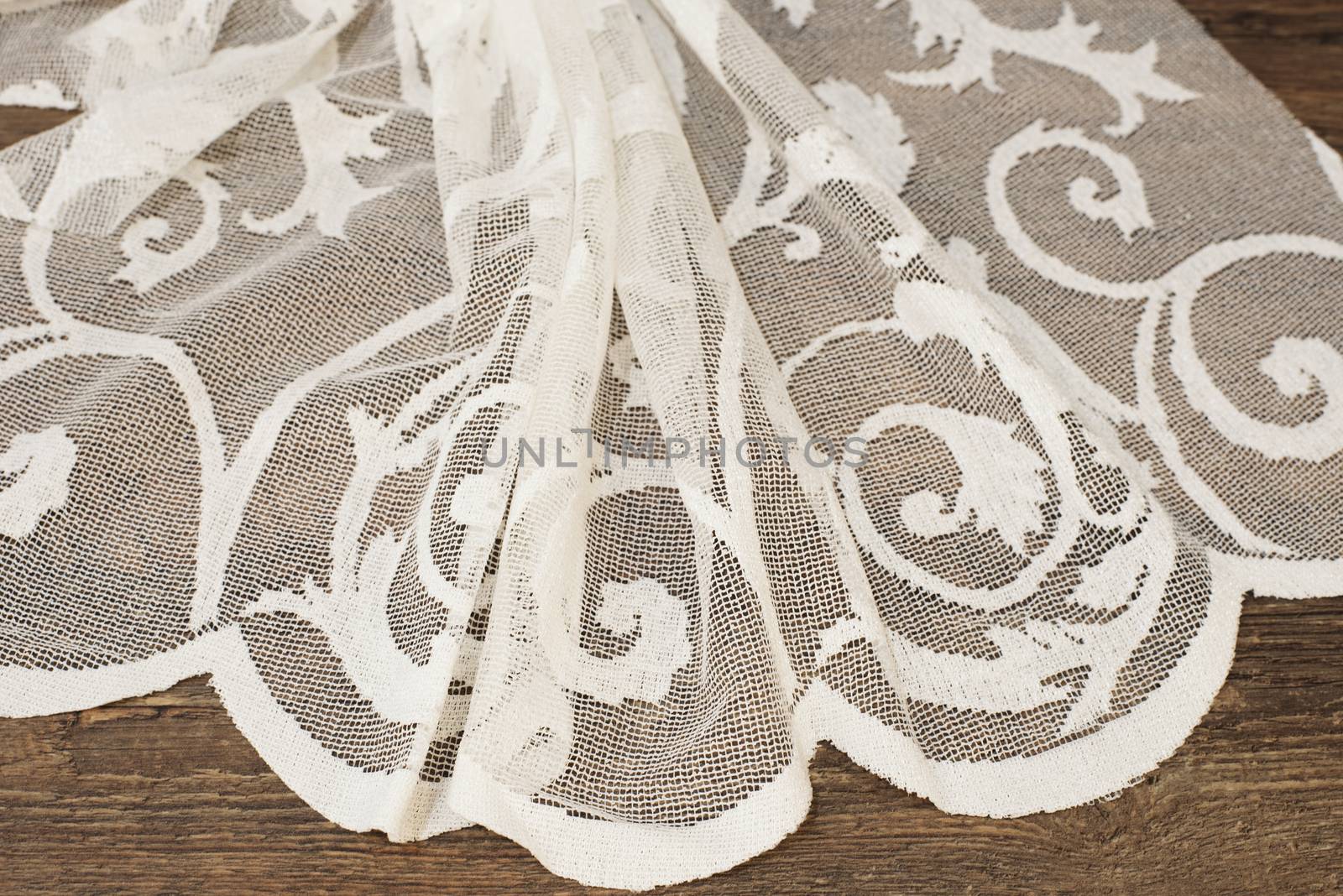 Close up of Beautiful White Tulle. Sheer Curtains Fabric Sample. Texture, Background, Pattern. Wedding Concept. Interior Design. Vintage Lace Tulle Chiffon
