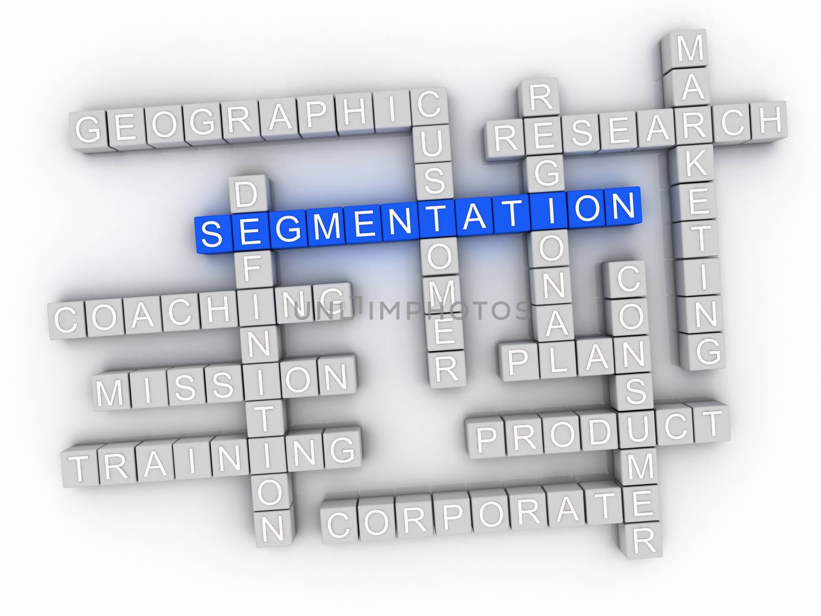 3d Segmentation word cloud collage, business concept background