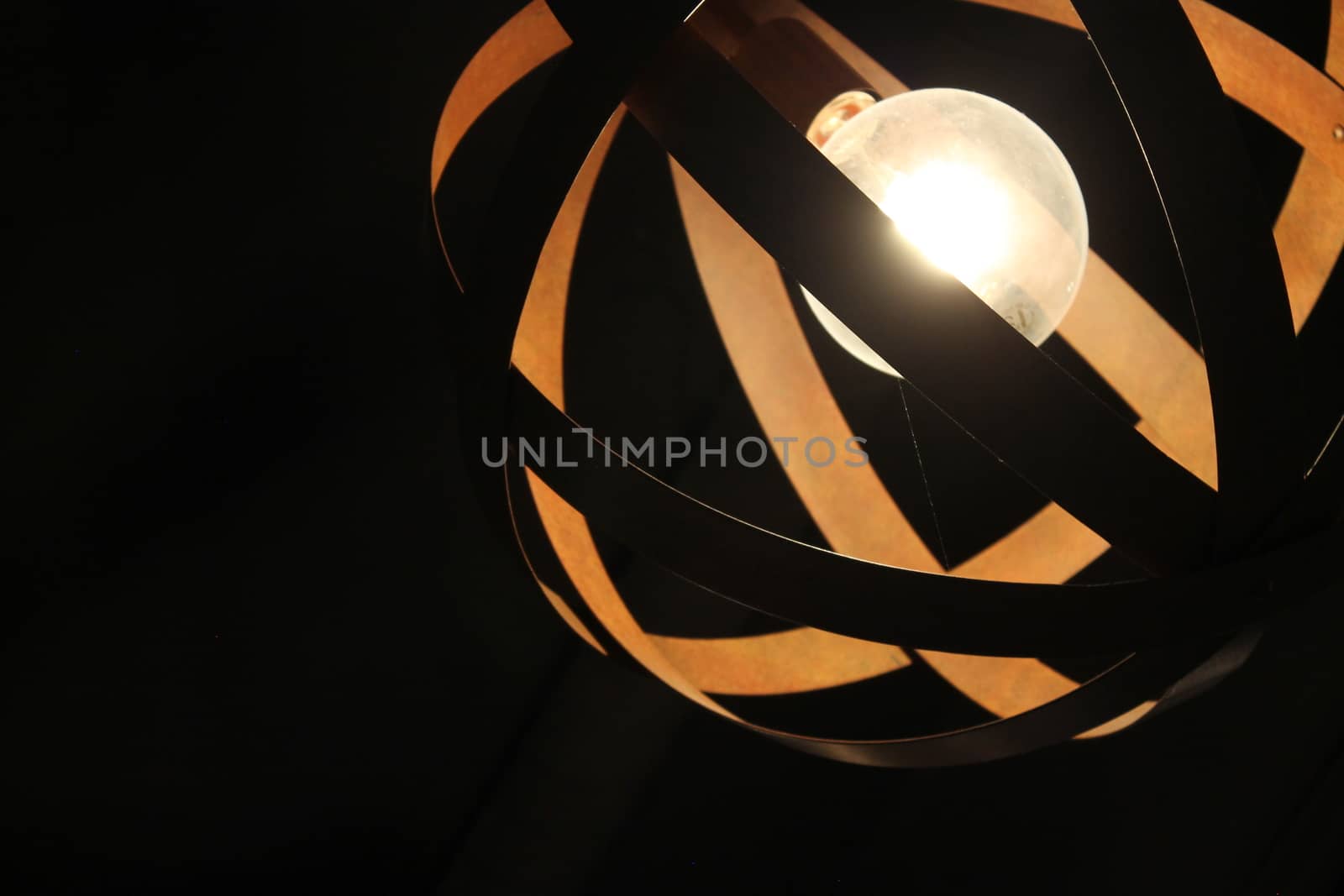 Modern lamp with details on light bulb