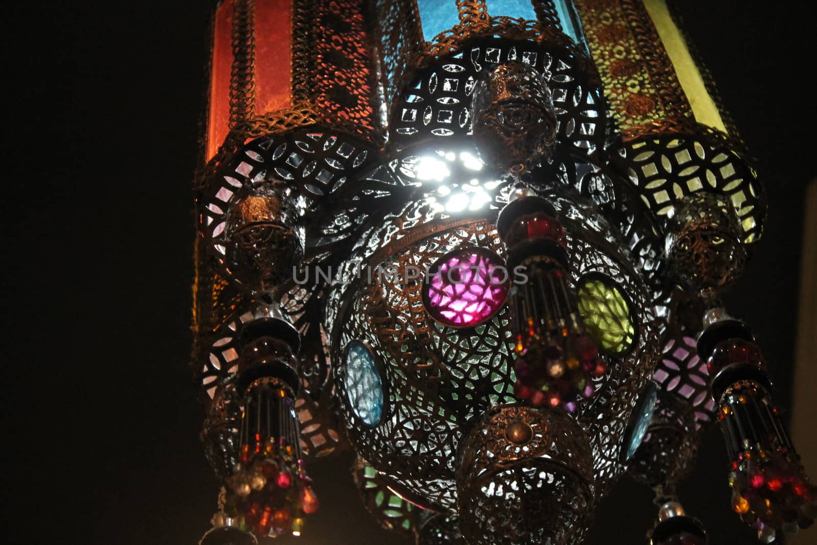 Typical Indian lamp with colored glasses