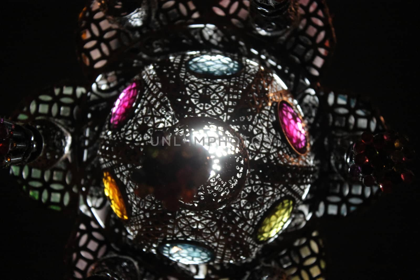 Typical Indian lamp with colored glasses