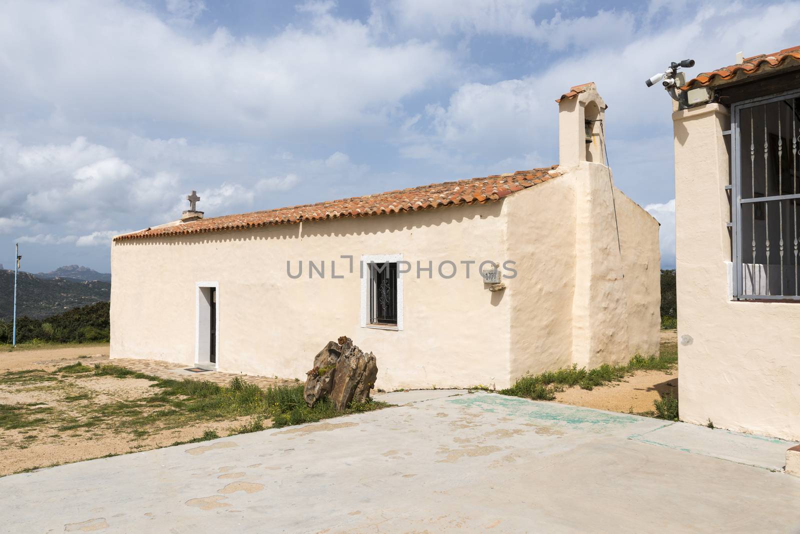 the Sanctuary Nostra Signora del Monte about twenty kilometers from Golfo Aranci in an elevated position to dominate the splendid Gulf of Marinella