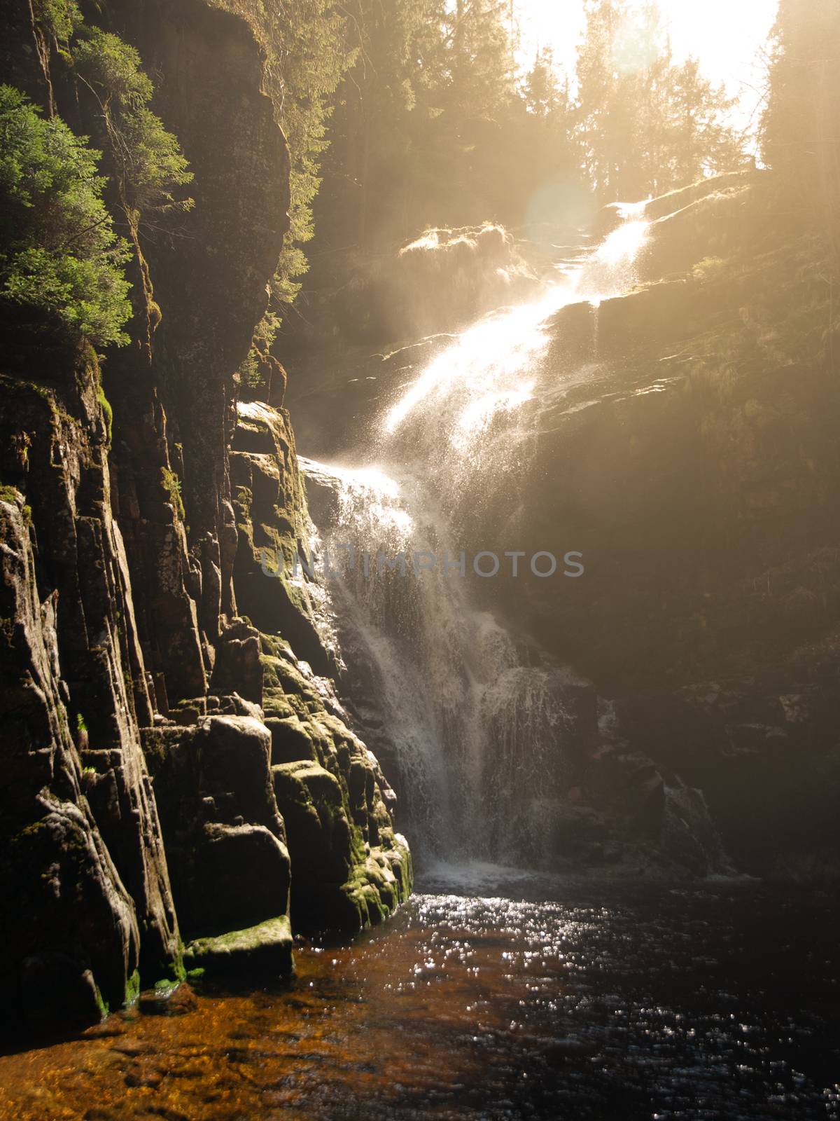 Kamienczyk waterfall near SzklarskaPoreba in Giant mountains or Karkonosze, Poland. Long time exposure.