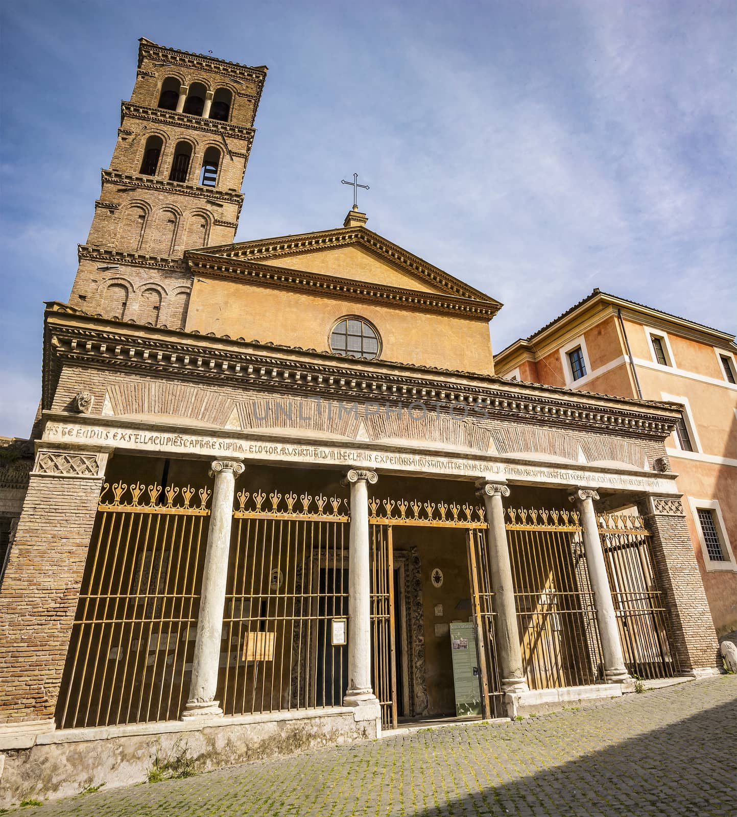 San Giorgio in Velabro church facade in Rome, built by greeks in 7th century,