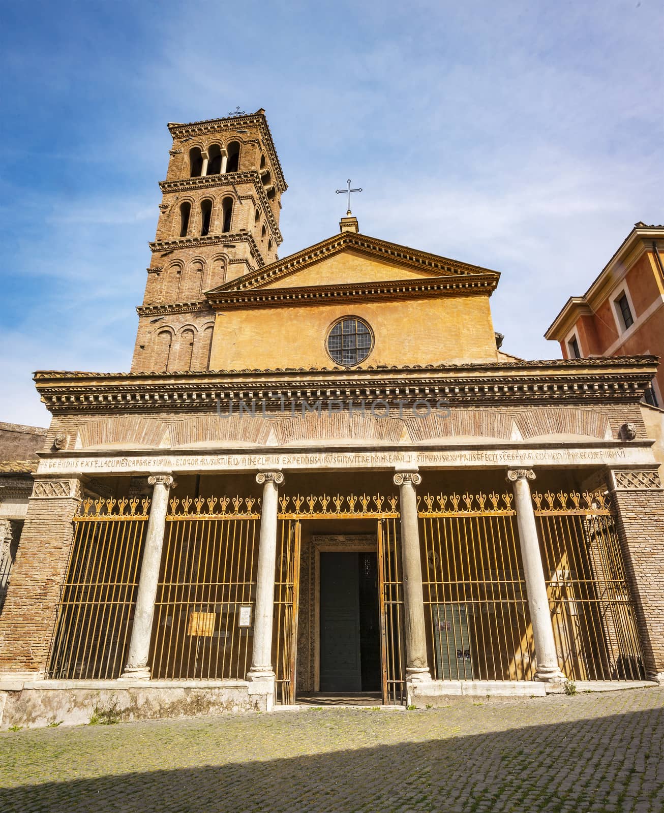 San Giorgio in Velabro church facade in Rome, built by greeks in 7th century,