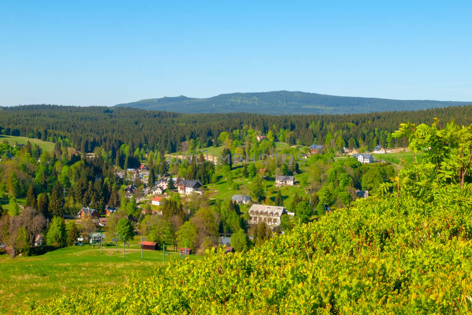 Summer landscape of Jizera Mountains from Bedrichov, Czech Republic.