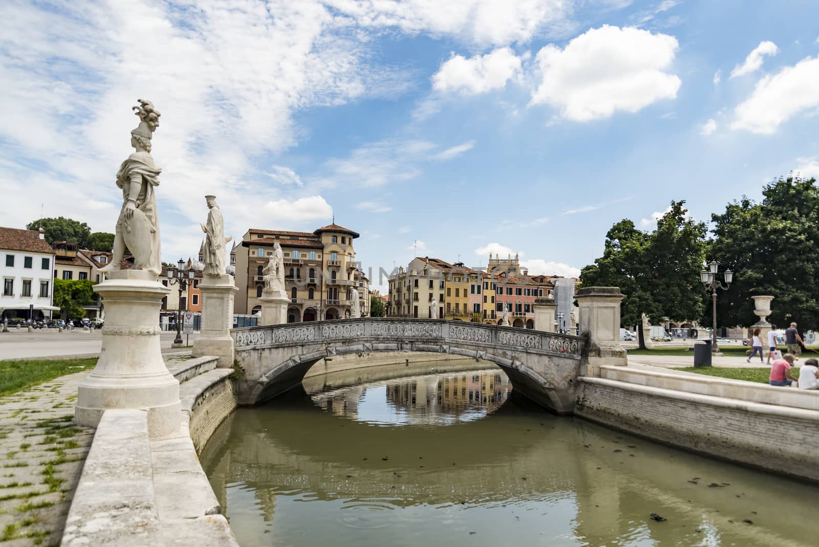 the oval canal arounf the fountain in Prato della Valle in Padua, Italy