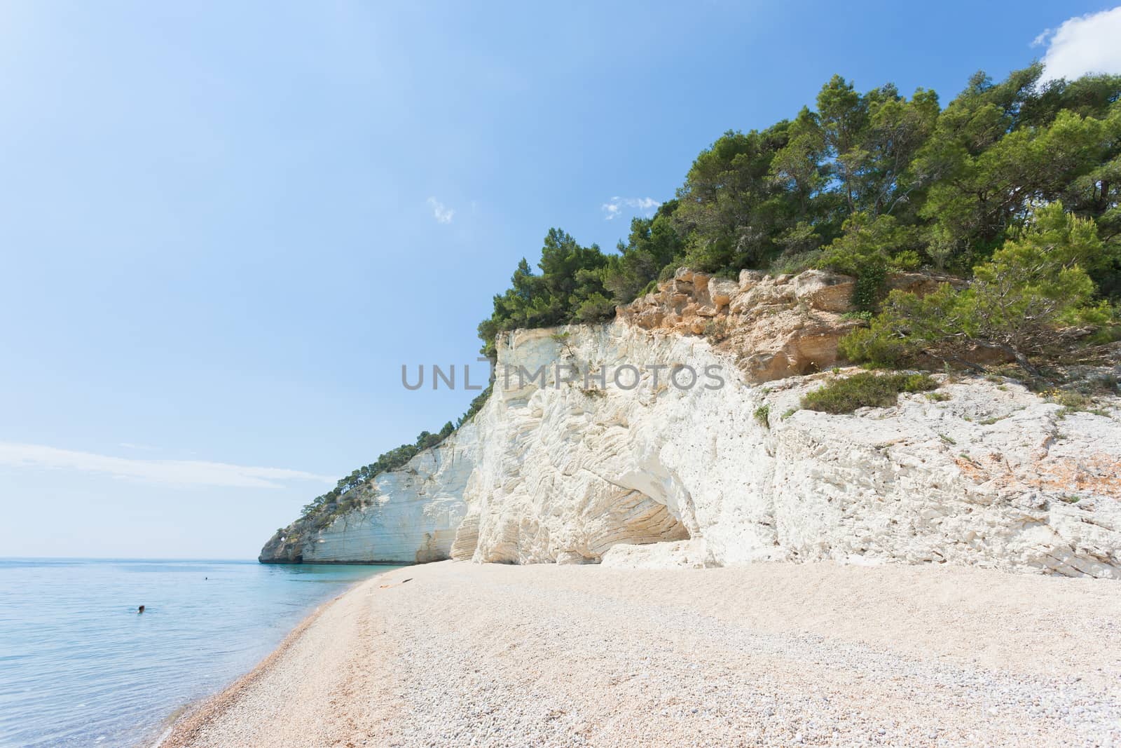 Vignanotica, Apulia, Italy - Swimming at the shingle beach of Vignanotica