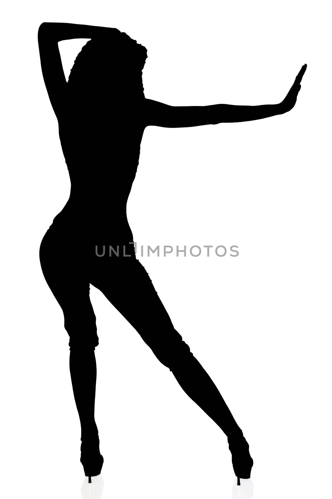 Silhouette of sexy sports dancing woman, isolated on a white bac by Nobilior