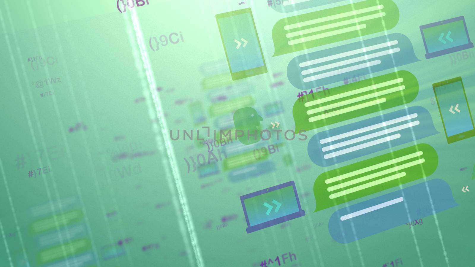 An exciting 3d rendering of abstract messages in the forms of files with three lines stockpiled on each other in the grey-blue background. All of them are placed askew.