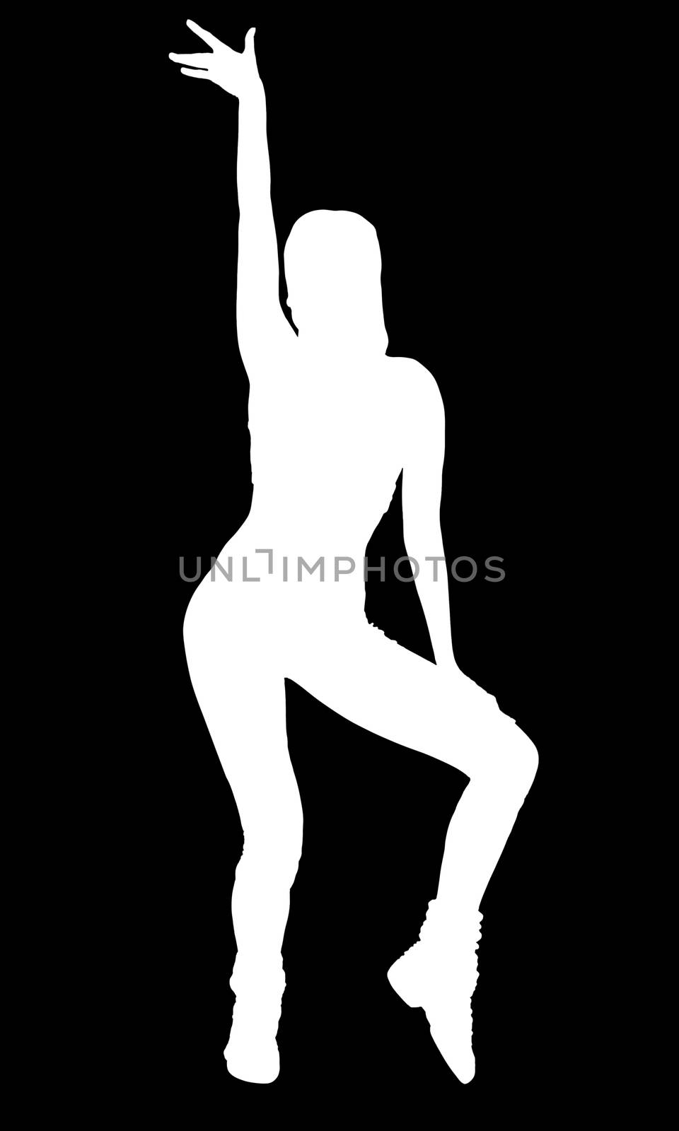 Silhouette of sexy sports dancing woman, isolated on a white bac by Nobilior