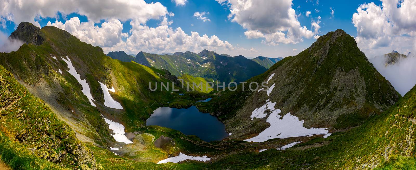 Panorama of Fagaras mountains of Romania by Pellinni