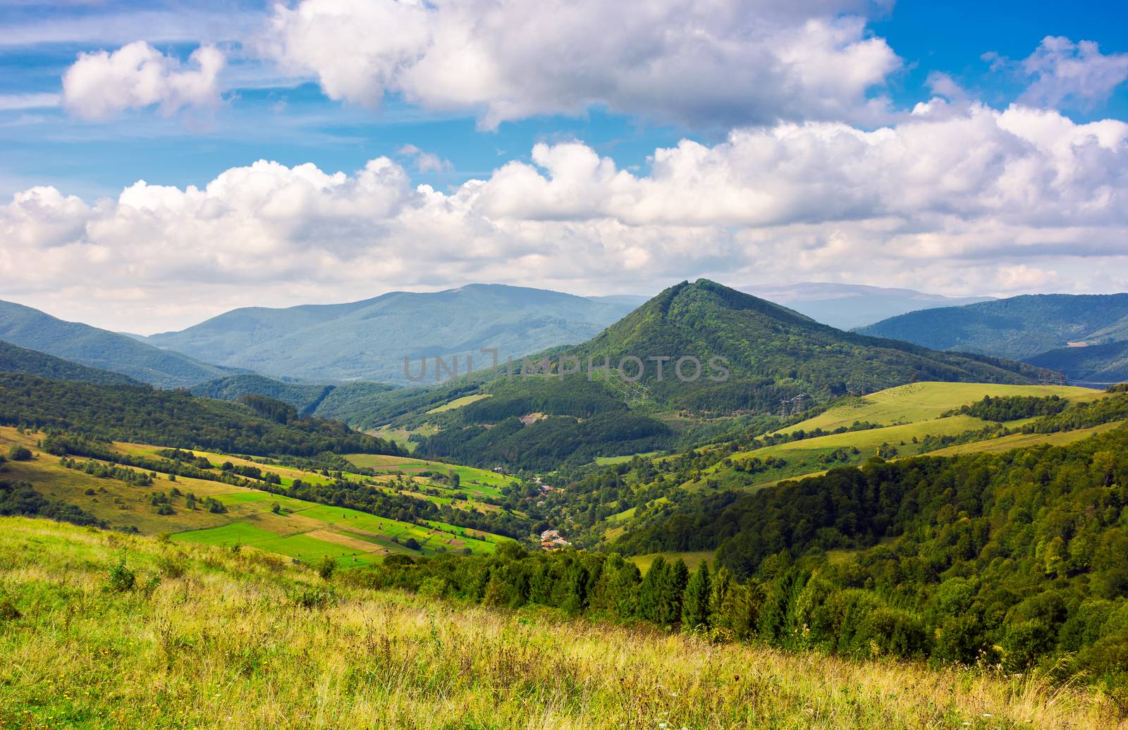 village in the valley of Carpathian mountains by Pellinni