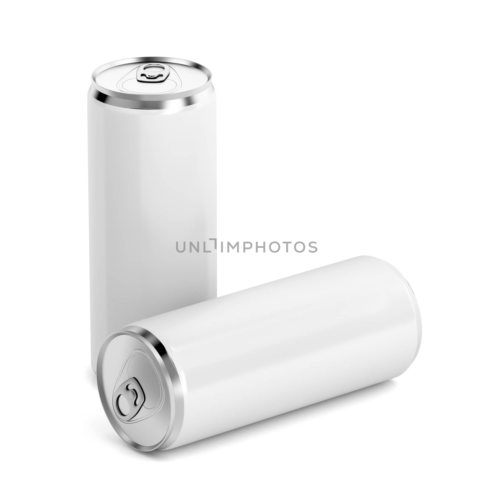 Two white beverage cans by magraphics