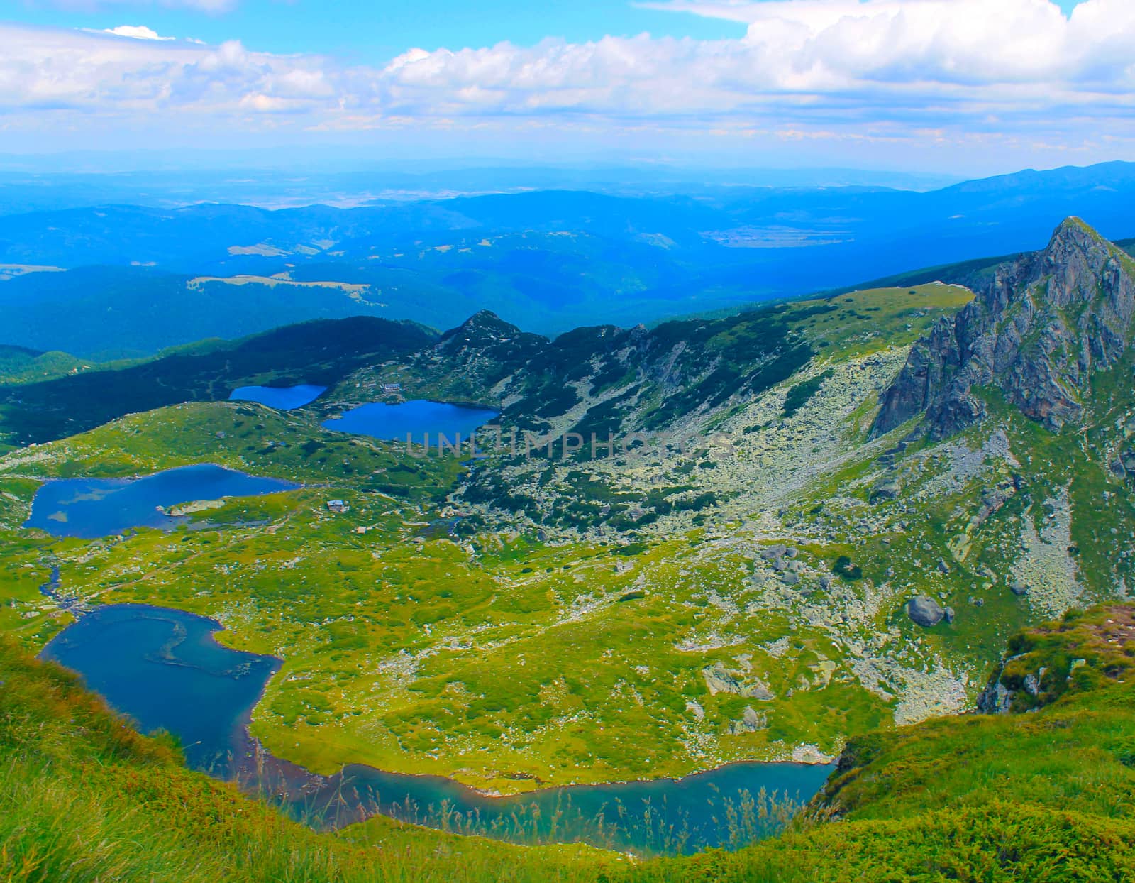 Panoramic vew of lakes in the high mountain in Bulgaria