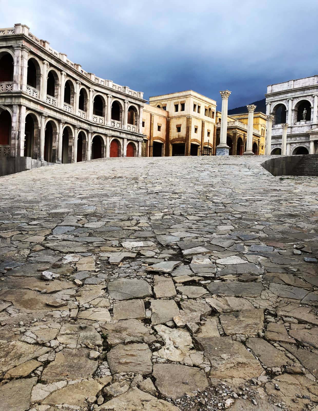 roman style buildings perspective path way by F1b0nacci