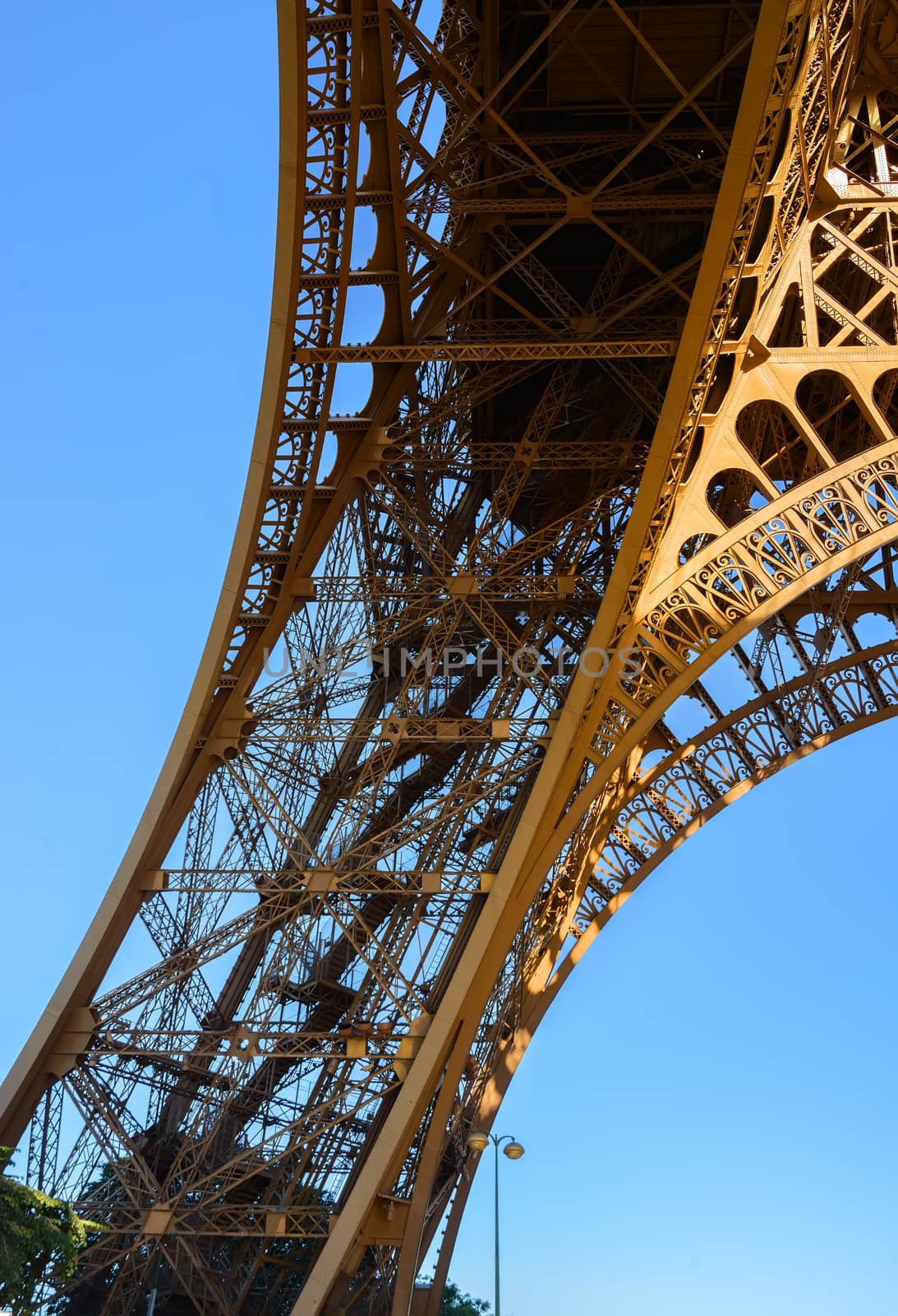 View on Eiffel Tower in Paris from below, France