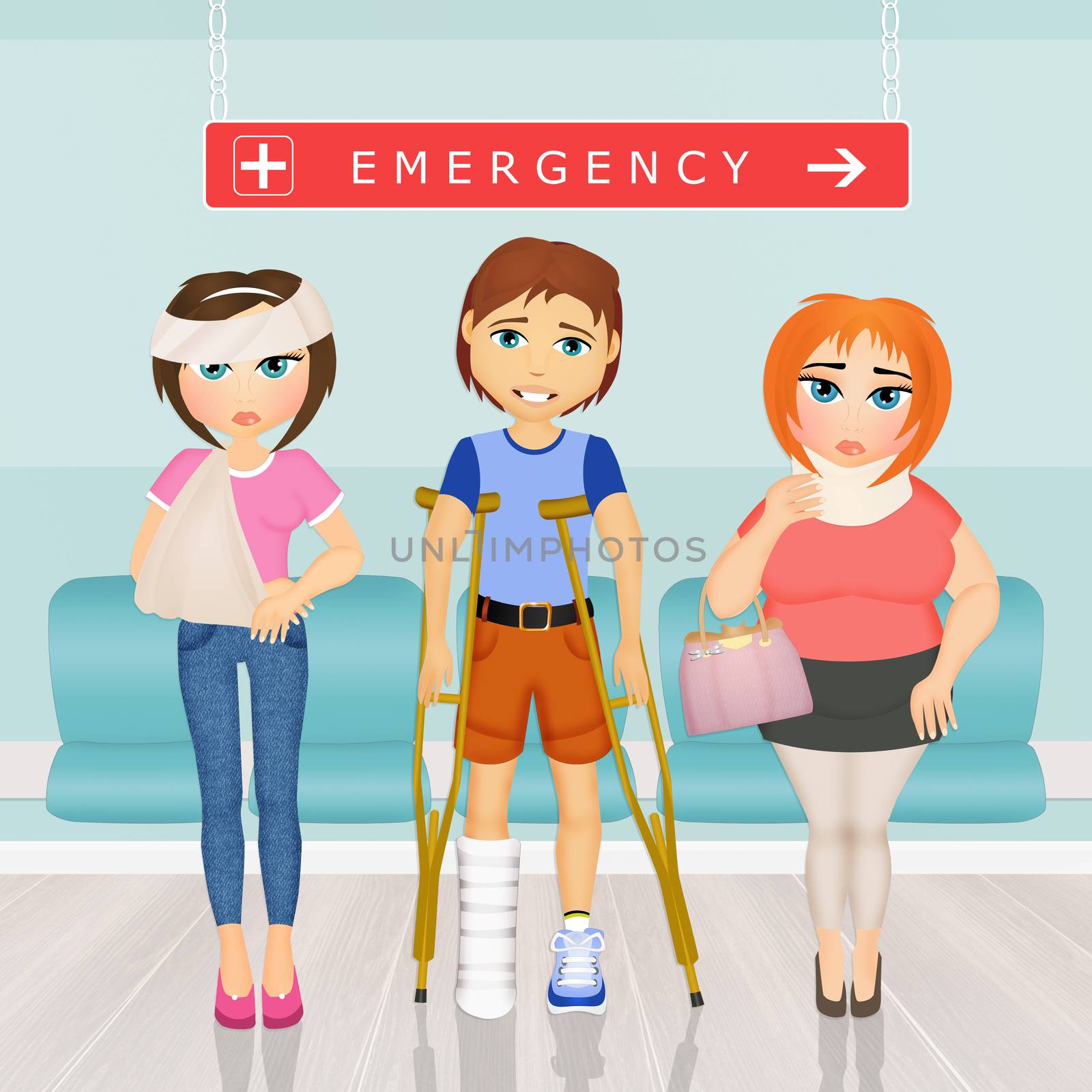 illustration of people in the emergency room