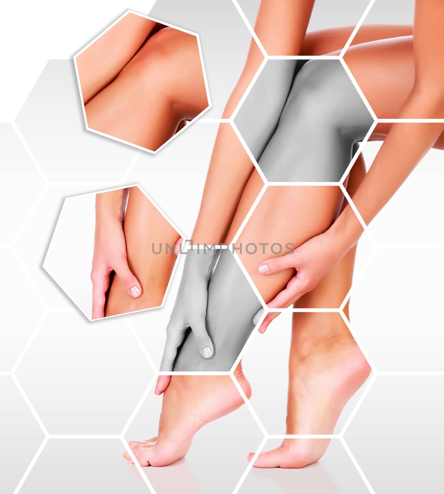 Closeup shot of beautiful female legs and hands. Unwanted hair r by Nobilior