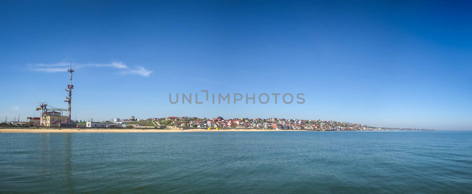 Panoramic view from the sea towards the resort village of Sauvig by Multipedia