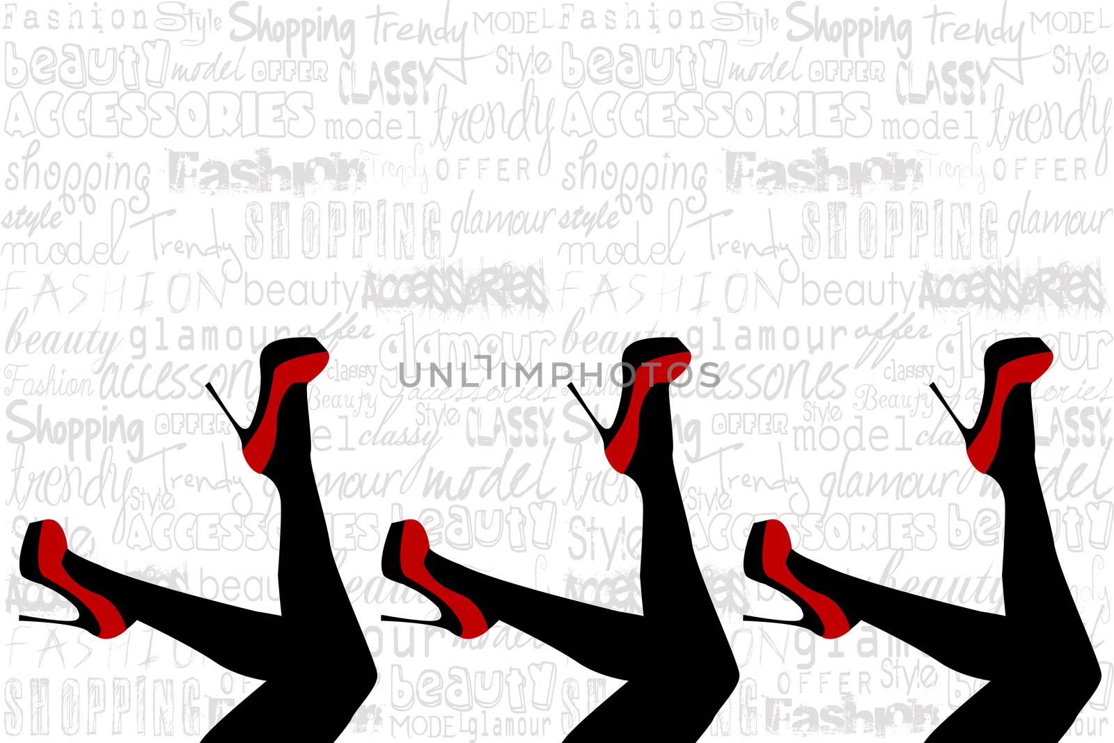 Fashion poster with women legs in red shoes