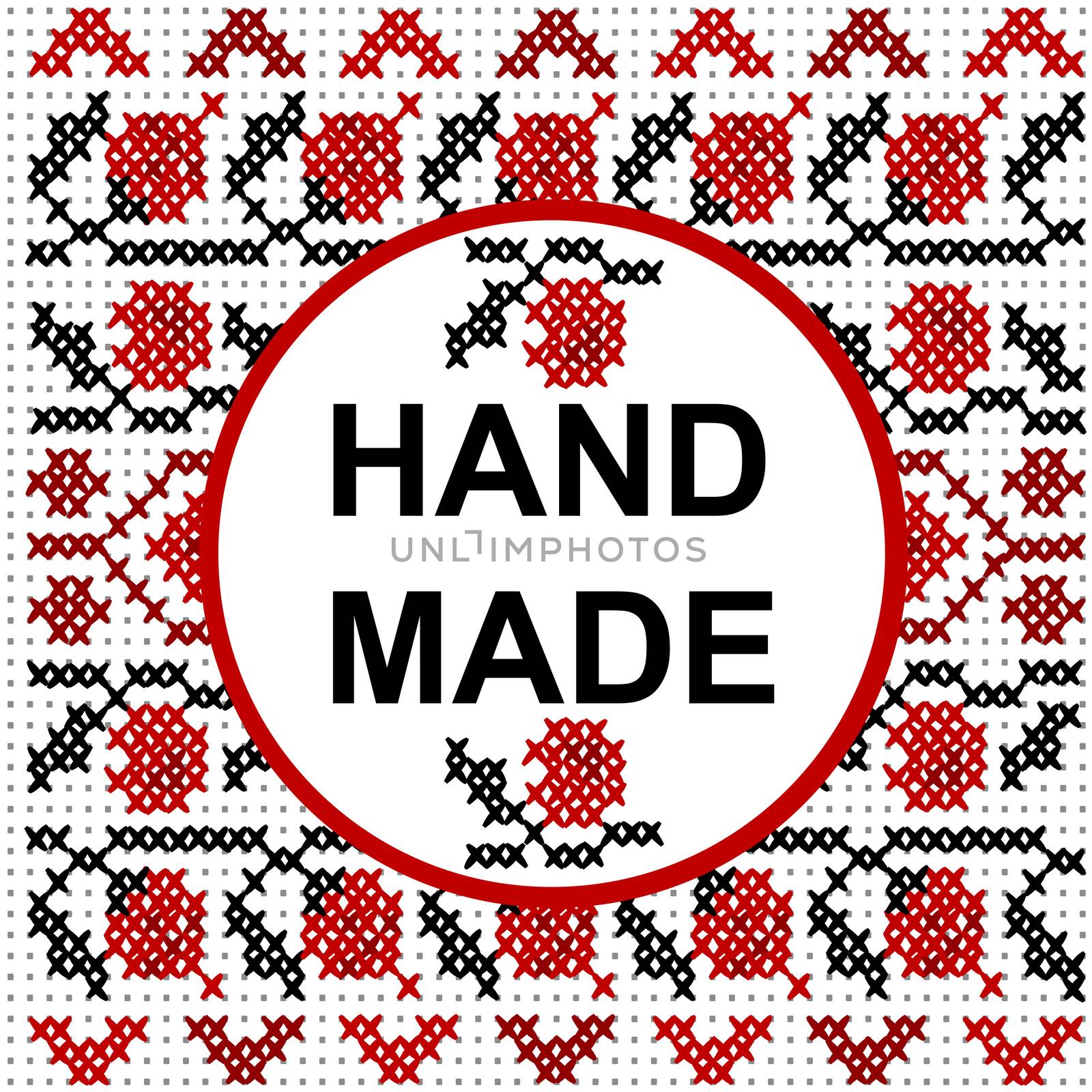 Handmade round frame over a cross stitch pattern by hibrida13