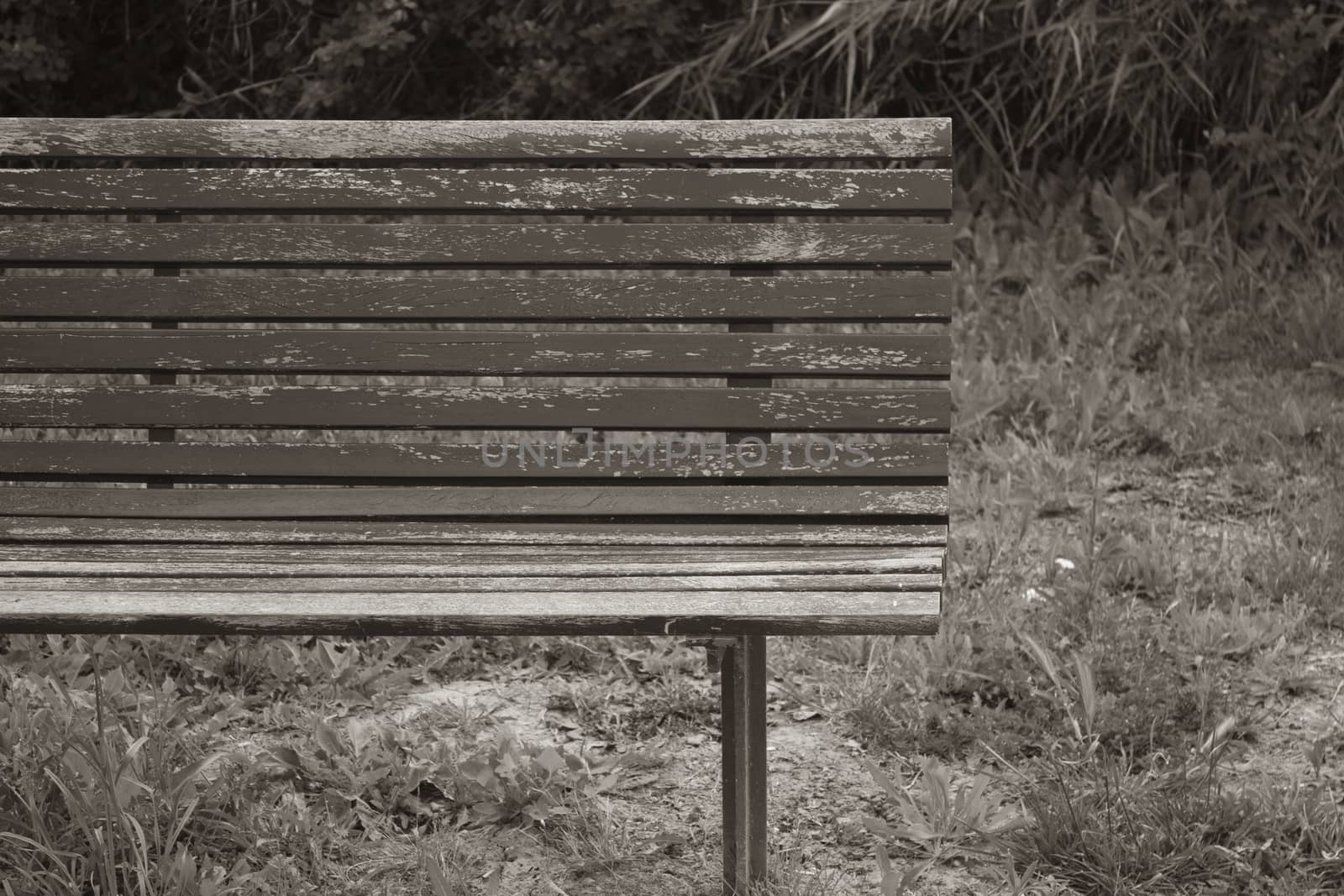 it represents solitude abandoned and ruined wooden bench