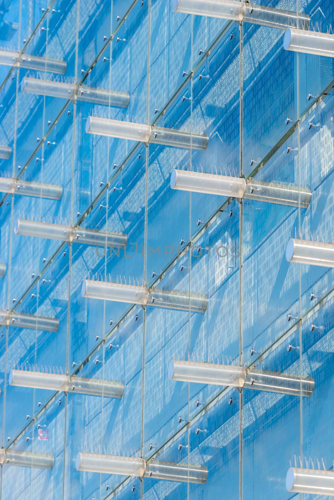 close-up glass wall of a modern building