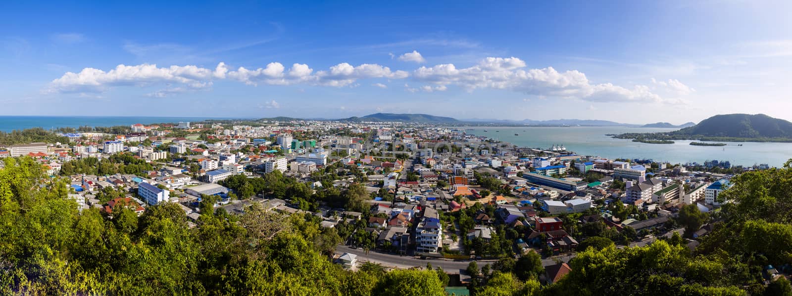 Songkhla city from top view Panorama at Tang Kuan Hilltop at  Thailand