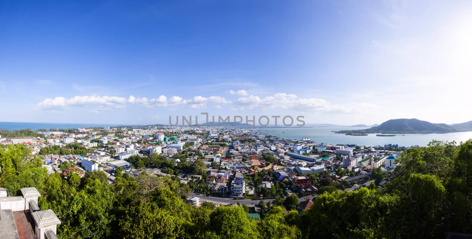 Songkhla city from top view Panorama at Tang Kuan Hilltop at  Thailand