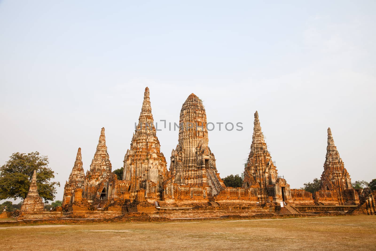 Wat Chaiwatthanaram Buddhist temple in the city of Ayutthaya Historical Park, Thailand. Ayutthaya's best known temples and a major tourist attraction.