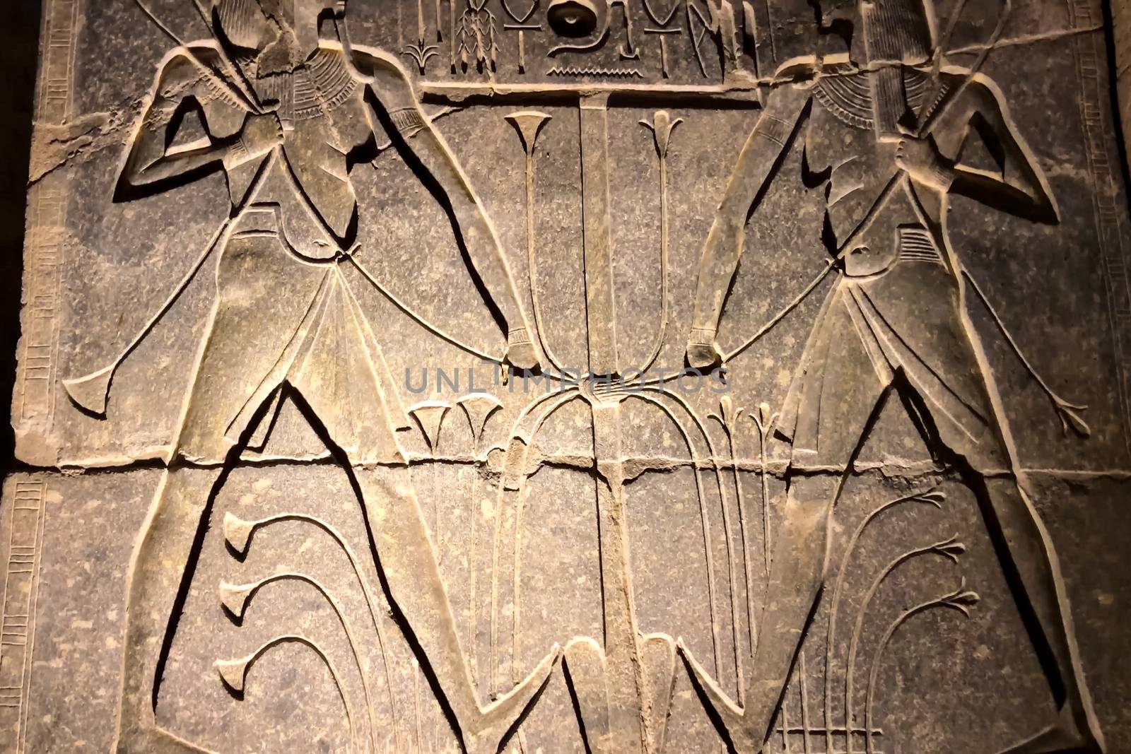 Egyptian hieroglyphs and drawings on the walls and columns. Egyptian language, The life of ancient gods and people in hieroglyphics and drawings. by nyrok