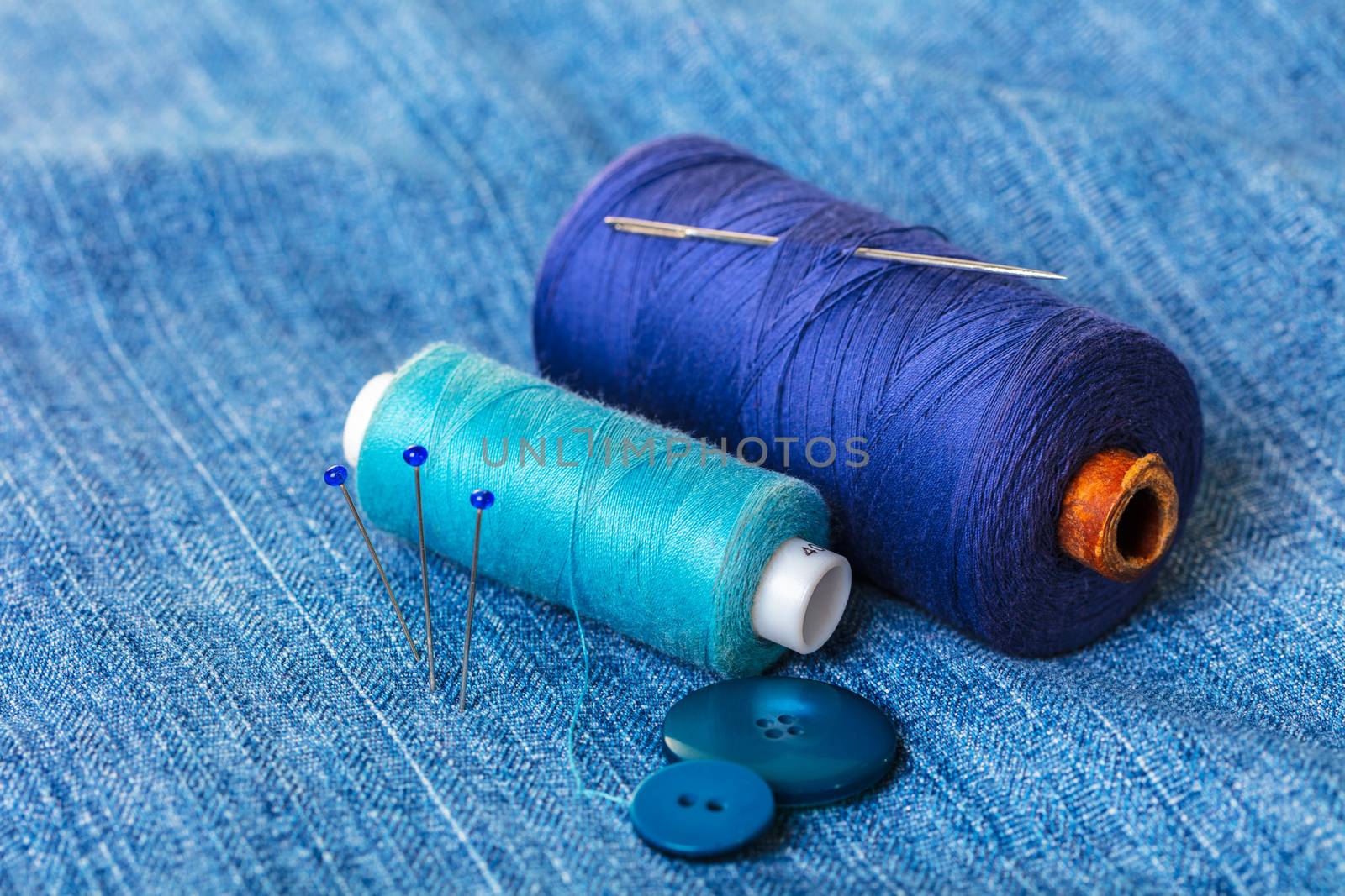 blue threads with buttons  by MegaArt