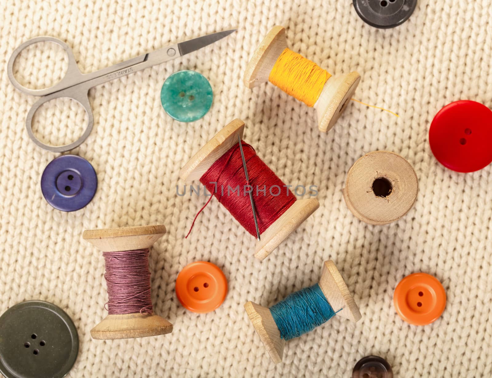 colorful threads and buttons  by MegaArt
