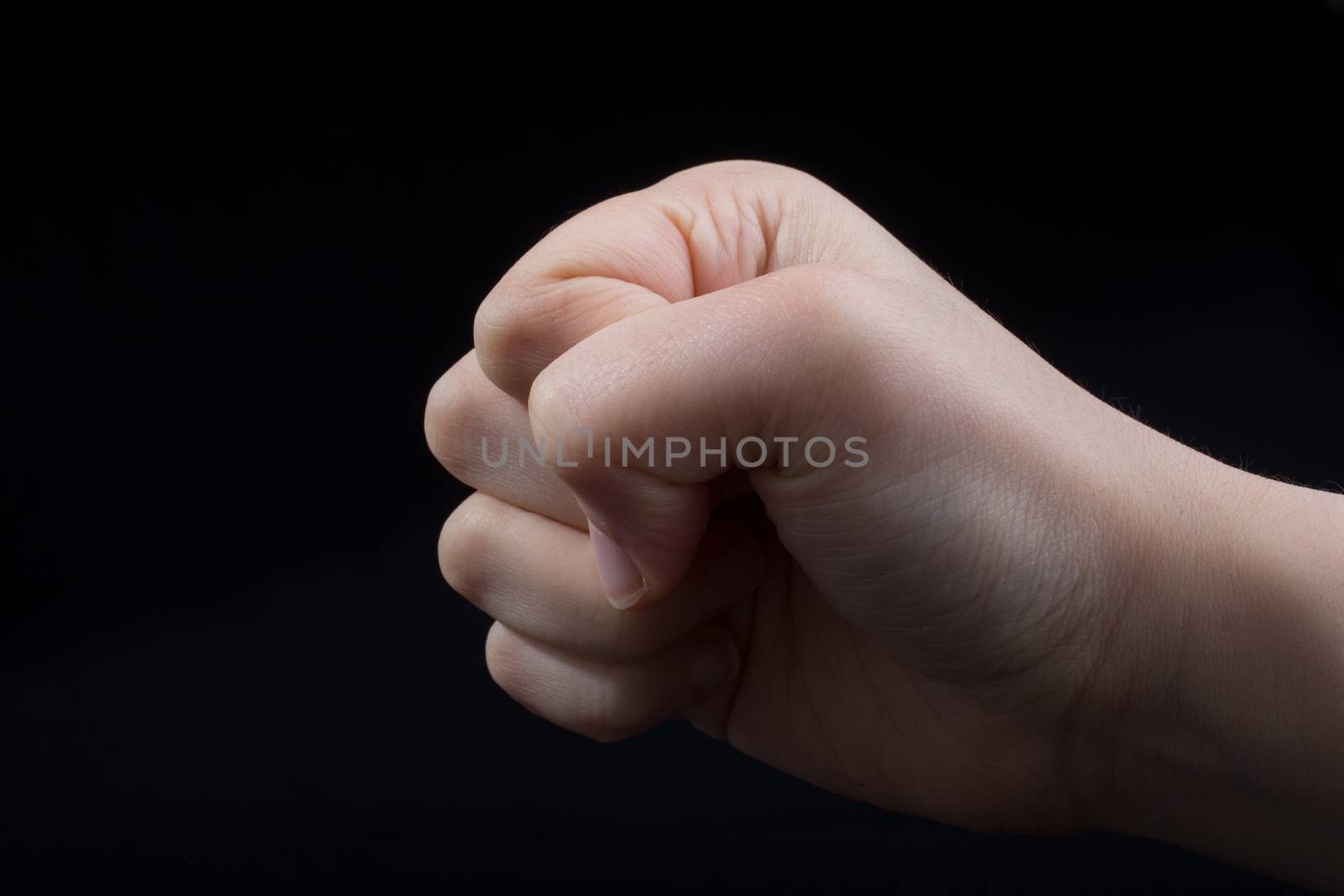 Hand closed for a fist gesture in black