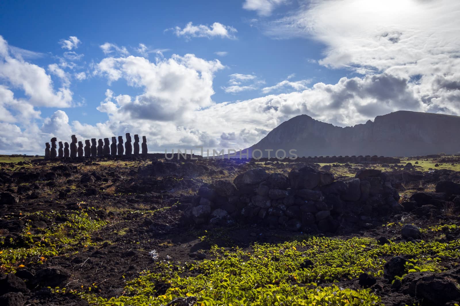 Moais statues, ahu Tongariki, easter island by daboost