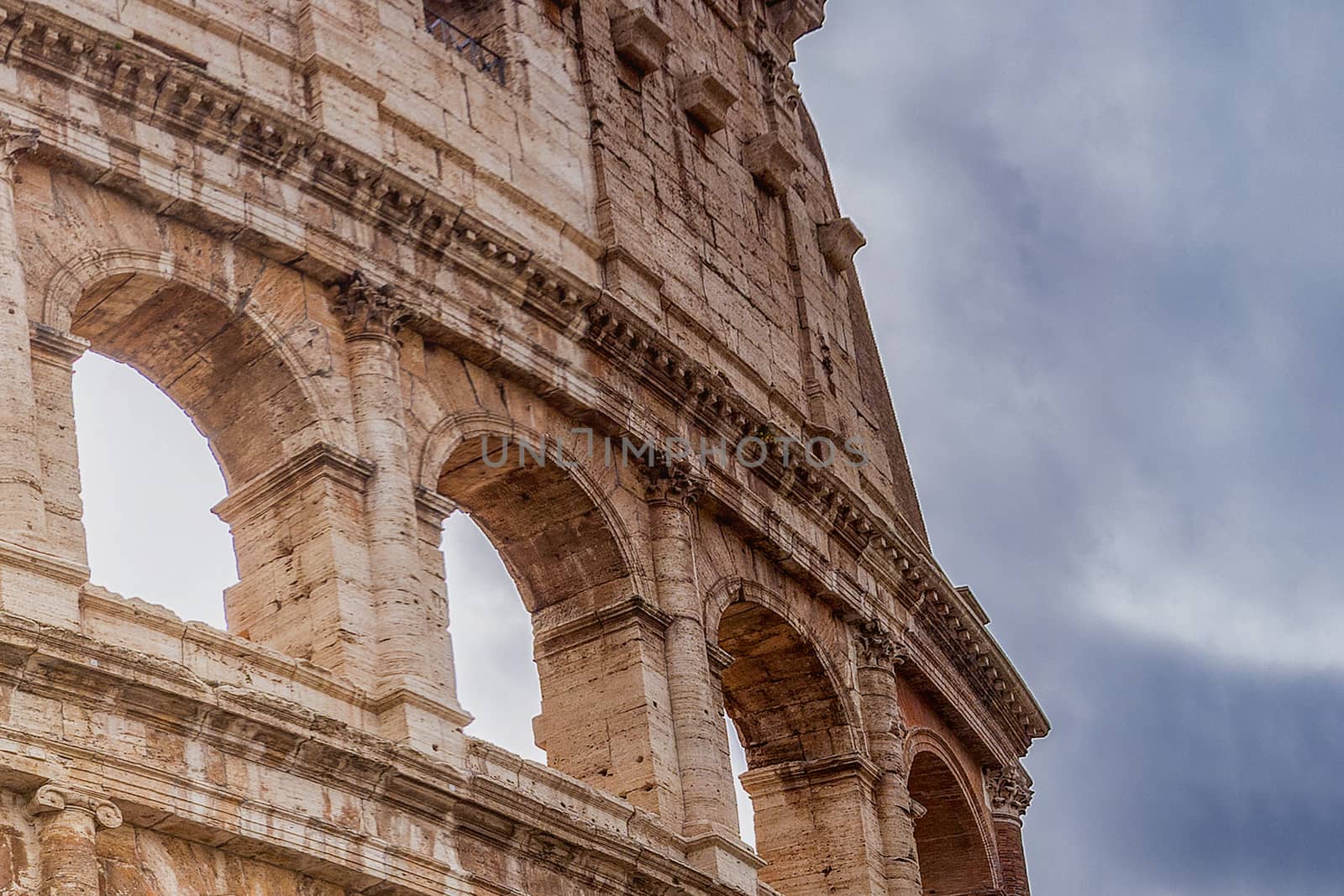 architectural detail of the colosseum in Rome